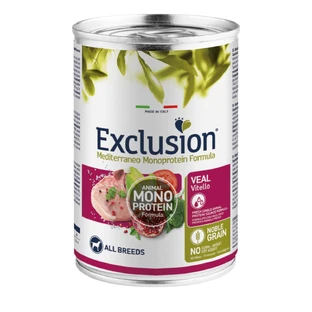 EXCLUSIE Mediterraneo Mediterraneo Monoprotein Formula, XS-XL, Kalf, ingeblikt enkelvoudig eiwit natvoer voor honden, (pate), 400g