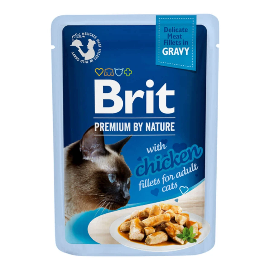 BRIT Premium by Nature Delicate File, Pollo, sobre comida húmeda para gatos, (en salsa), 85g