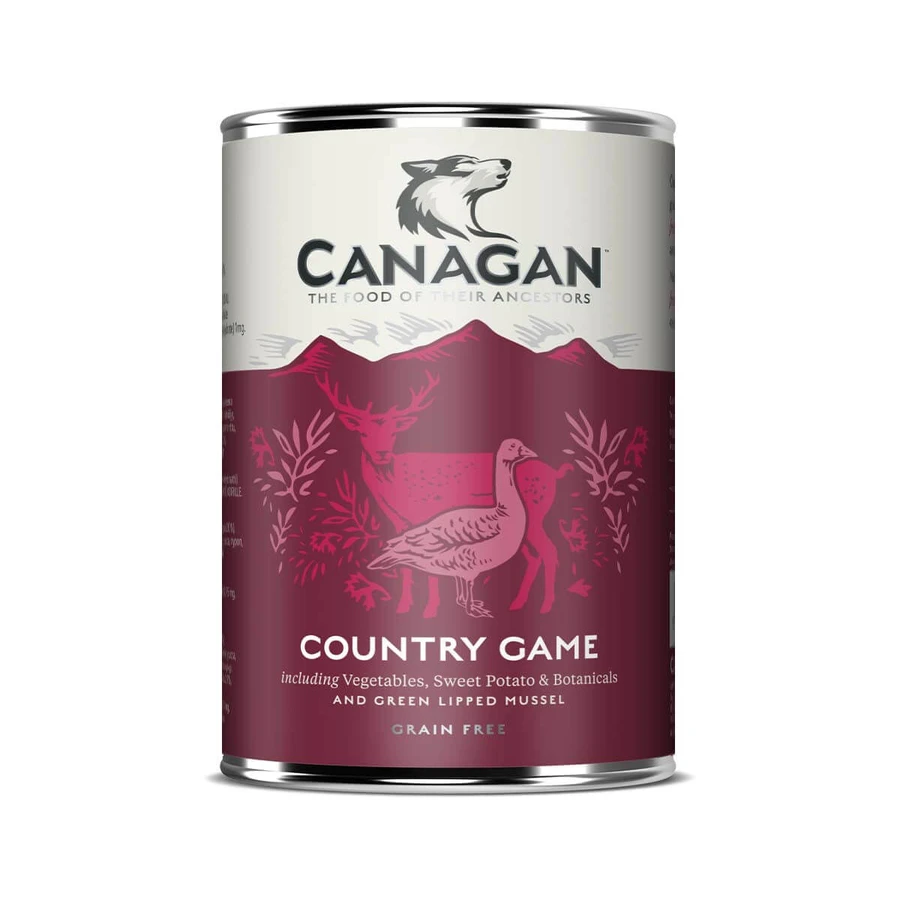 CANAGAN Country Game, XS-XL, Hunted, graanvrij natvoer in blik voor junior & volwassen honden, (in soep), 400g