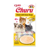 INABA CIAO Churu Churu Puré, Pollo con Queso, golosinas líquidas sin cereales para gatos, cobertura cremosa, 14g x 4 x 4