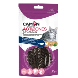 CAMON Actibones, Kabeljauw en Kip, zakje voor katten, 45g