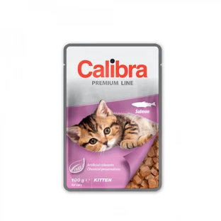 CALIBRA Premium Line Kitten, Saumon, sachet de nourriture humide pour chats juniors, (dans son propre jus), 100g