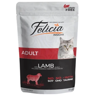 FELICIA, Agneau, sachet de nourriture humide sans céréales pour chats, (en aspic), 85g