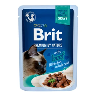 BRIT Premium by Nature Delicate File, Rind, Sachet Nassfutter für Katzen, (in Sauce), 85g