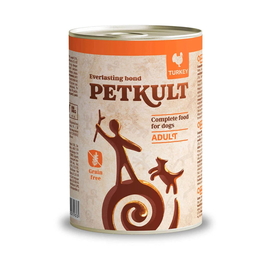PETKULT Grain Free Adult, Turkey, nourriture humide en conserve pour chiens, 800g