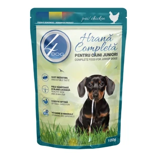 4DOG Junior, XS-XL, Pollo, sobre comida húmeda para perros junior, (en salsa), 100g
