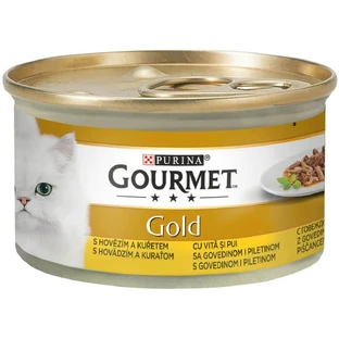 PURINA Gourmet Gourmet Gold Duo, Rind und Huhn, Katzennassfutter in Dosen, (in Sauce), 85g
