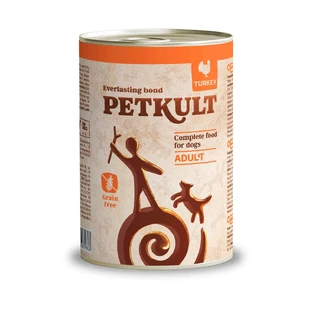 PETKULT Grain Free Adult, kalkoen, blikvoer graanvrij natvoer voor honden, 400g