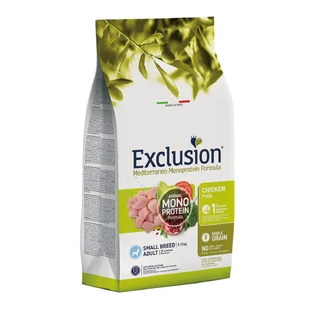 EXCLUSION Mediterraneo Mediterraneo Monoprotein Formula Small Breed, XS-S, Chicken, aliment sec monoprotéiné pour chiens, 2kg