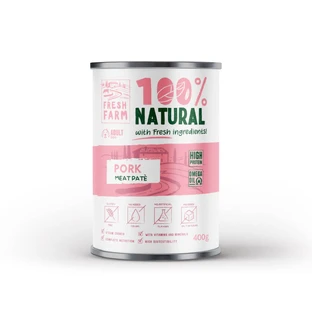 FRESH FARM Smooth, XS-XL, Schweinefleisch, feuchtes Hundefutter in Dosen, (Pastete), 400g