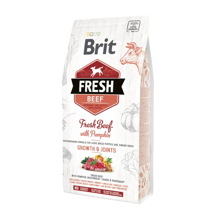 BRIT Fresh Bones & Joints Junior L-XL, Beef with Pumpkin, low grain dry food for junior dogs, 2.5kg