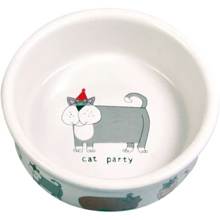 TRIXIE Cat Party, cat bowl, round, ceramic, various colors, XS-S(0.2l, ⌀12cm)