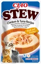 INABA Ciao Stew, Chicken and Tuna, sachet grain-free wet cat food, (in sauce), 40g