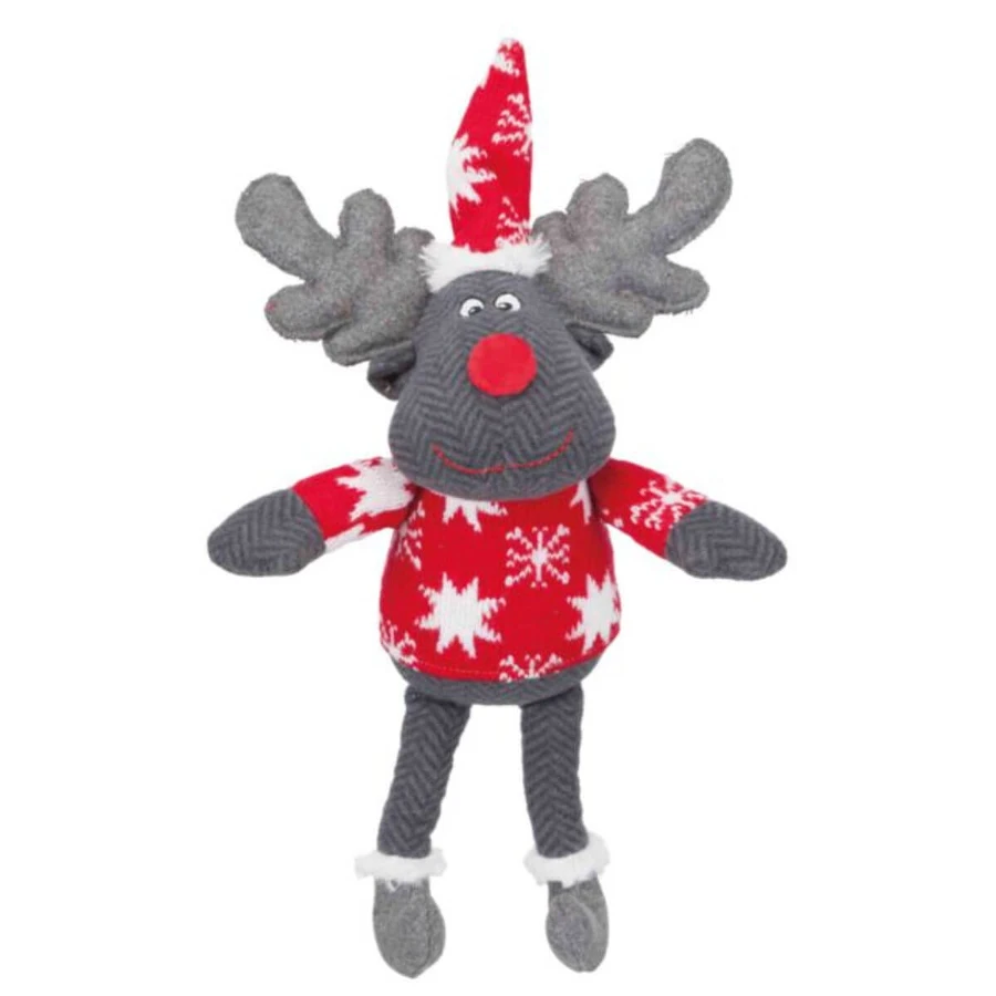 TRIXIE Kerstmis Ren , pluche speelgoed honden, M-XL, textiel, met geluid, fysieke activiteiten, verschillende kleuren, 42 cm