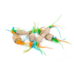 FARM COMPANY Natural Cardboard Cat Toy with Feathers, 6cm