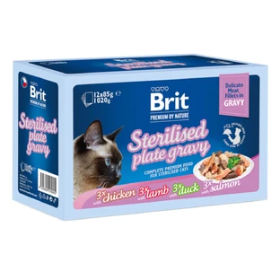 BRIT Premium by Nature Delicate Delicate Sterilized Family Plate, Meat, nourriture humide en conserve pour chats stérilisés, (en sauce), multipack, 85g x 12pcs