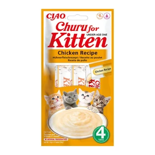 INABA Churu Kitten, Kip, zakje, tube, graanvrije beloningen junior katten, (puree), 56g