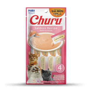 INABA Churu crémeux, saumon, sachet récompense les chats sans céréales, (purée), 56g