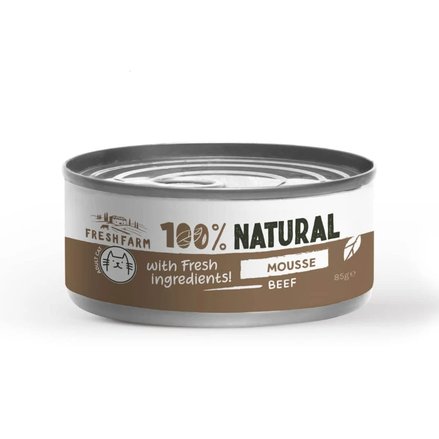 FRESH FARM Mousse, Rind, getreidefreies Katzennassfutter in Dosen, (Pastete), 85g
