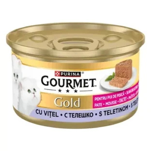 GOURMET Gold Mousse Kitten, Kalf, natvoer in blik voor jonge katten, (mousse), 85g