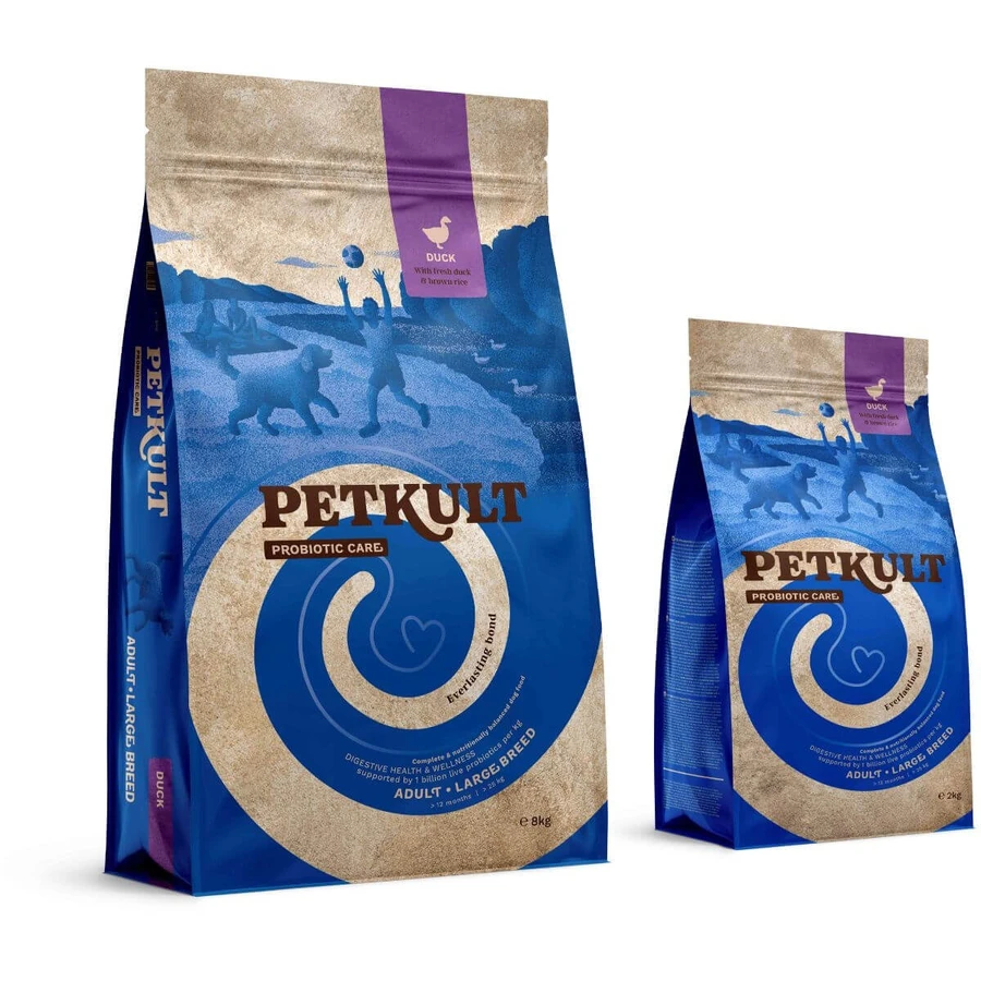 PETKULT Probiotics Adult Large Breed, L-XL, Eend en bruine rijst, droogvoer voor honden, spijsverteringsstelsel & probiotica, 2kg