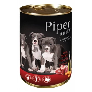 PIPER Junior, XS-XL, Coeur de boeuf et carotte, nourriture humide en conserve sans céréales pour chiens juniors, (en aspic), 400g