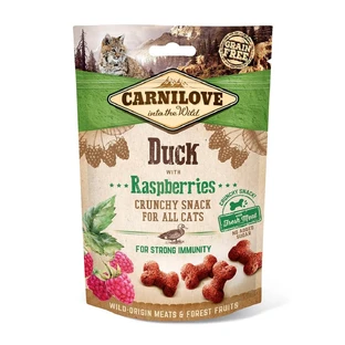 CARNILOVE Crunchy Snack, Pato con Frambuesa, recompensas funcionales gatos sin cereales, inmunidad, 50g