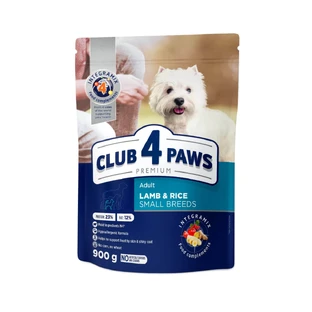 CLUB 4 PAWS Premium, XS-S, Agnello e Riso, cibo secco per cani, allergie, 900g