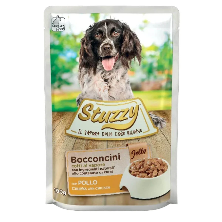 STUZZY Trozos, XS-XL, Pollo, comida húmeda para perros, (en aspic), 100g