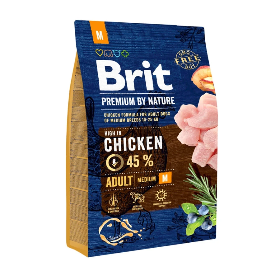 BRIT Premium By Nature Adult Medium Breed, M, Huhn, Trockenfutter für Hunde, 3kg