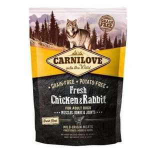 CARNILOVE Fresh Muscles, Bones & Joints S-XL, Pollo y Conejo, pienso sin cereales para perros con sensibilidad articular, 1,5kg