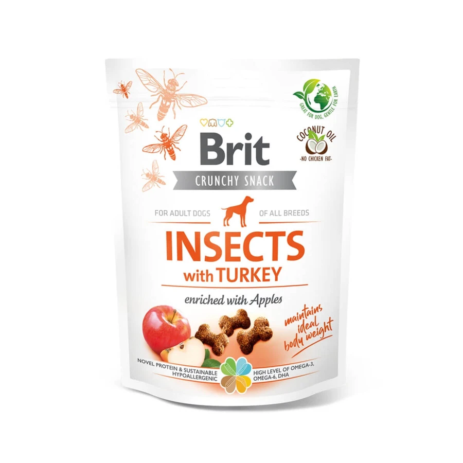 BRIT Care Crunchy Cracker, Insects and Turkey with Apple, grain-free dog treats, 200g