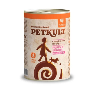 PETKULT Grain Free Junior, Pavo, comida húmeda en lata sin cereales para perros junior, 400g