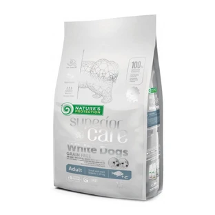 NATURES PROTECTION Superior Care White Dogs Small&Mini, witte vis, graanvrij droogvoer voor honden, vermindert bruine vlekken bij witte honden, 1,5kg