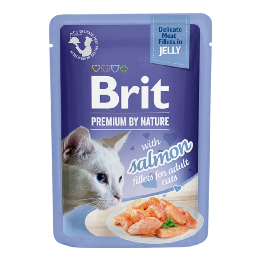 BRIT Premium by Nature Delicate File, Salmon, sachet wet cat food, (in aspic), 85g