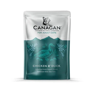 CANAGAN, Huhn und Ente, Beutel mit getreidefreiem Katzenfutter, (in Suppe), 85g