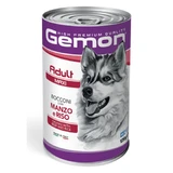 GEMON Maxi Adult, L-XL, Carne de vacuno y arroz, comida húmeda en lata, (en aspic), 1250g