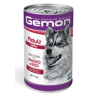 GEMON Maxi Adult, L-XL, Rind und Reis, feuchtes Hundefutter in Dosen, (in Aspik), 1250g
