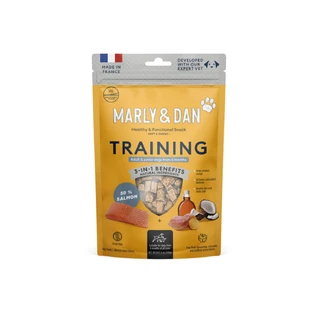 MARLY&DAN Adiestramiento, XS-XL, Salmón, bolsa de recompensa funcional sin cereales para perros, 100g