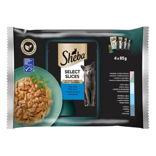 SHEBA Select Slices, Fish, sachet de nourriture humide pour chats, (en sauce), multipack, 85g x 4pcs