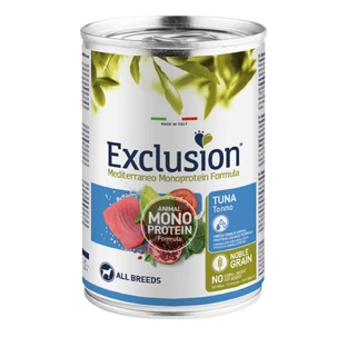 EXCLUSION Mediterraneo Mediterraneo Fórmula Monoproteica, XS-XL, Atún, comida húmeda en lata monoproteica para perros, (paté), 400g