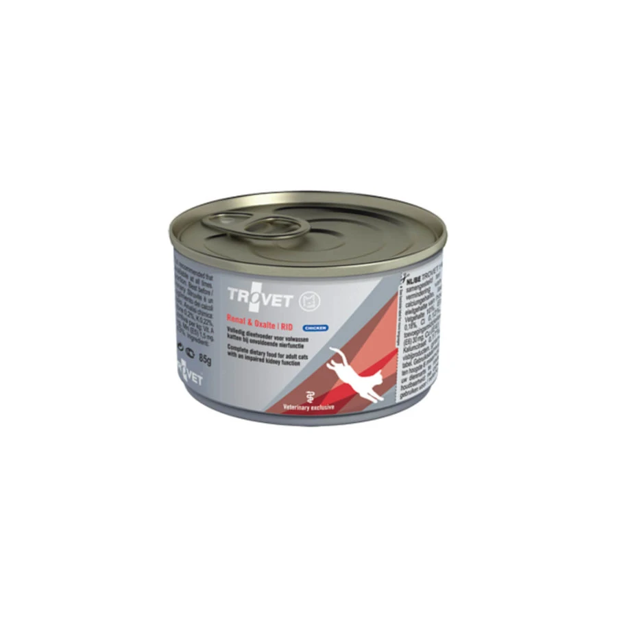 TROVET Renal & Oxlate RID, Kip, veterinair dieet, vochtig kattenvoer in blik, nierstelsel, urinewegstelsel, (pate), 100g