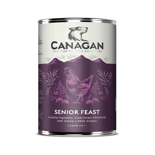 CANAGAN Senior Senior Feast, XS-XL, Pollo, comida húmeda en lata sin cereales para perros senior, (en sopa), 400g
