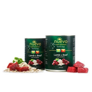 NUEVO Lamm, Rind und Haferflocken, XS-XL, Nassfutter in Dosen für ältere Hunde, (Pastete), 400g