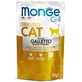 MONGE Grill Sterilized, Coco, sobre de comida húmeda sin cereales para gatos esterilizados, obesidad, (en aspic), 85g
