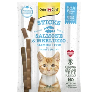 GIMCAT Sticks, Salmón y Bacalao, bolsa de recompensa sin cereales para gatos, 20g