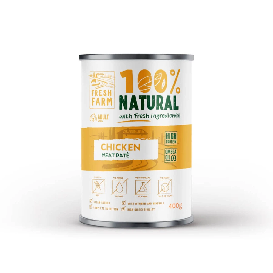FRESH FARM Smooth, XS-XL, Chicken, canned moist dog food, (pate), 400g