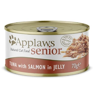 APPLAWS Senior, Tonijn en Zalm, vochtig Senior kattenvoer in blik, (in soep), 70g