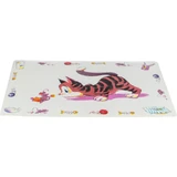TRIXIE Comic Cat, alfombrilla para gatos, rectangular, antideslizante, plástico, multicolor, 1ud 44x28cm