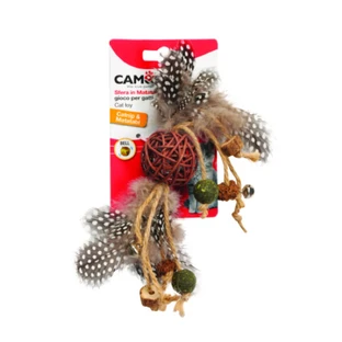 CAMON Matabi Matabi Rope & Clog Ball, jouet d'éveil pour chat, avec son, herbe à chat, jute, multicolore, 24cm, 1pc, 1 pc